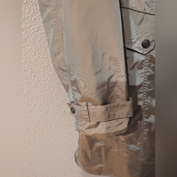 COLE HAAN Rain Jacket w Hood Small Iridescent Beige/Tan - Picture 5 of 9